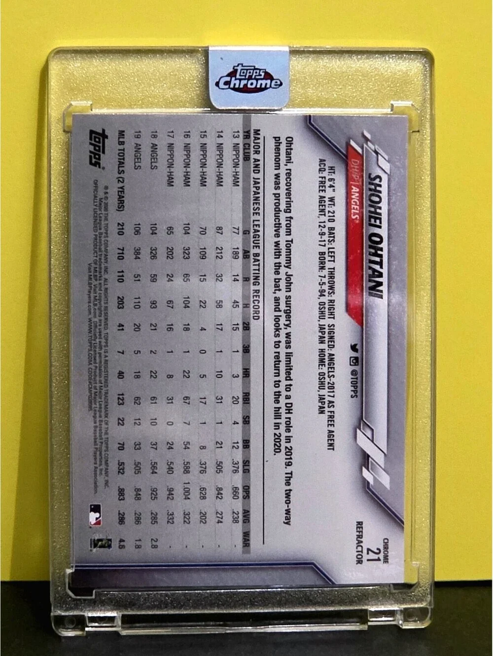 2020 TOPPS CHROME SEPIA REFRACTOR #21 SHOHEI OHTANI Sealed Encased 🥵🥵🔥🔥
